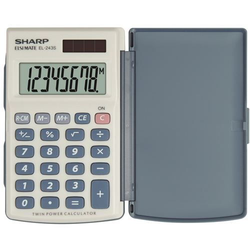 Sharp EL-243S Taschenrechner mit Klappdeckel 8-stellig Solar 3-Tastenspeicher 